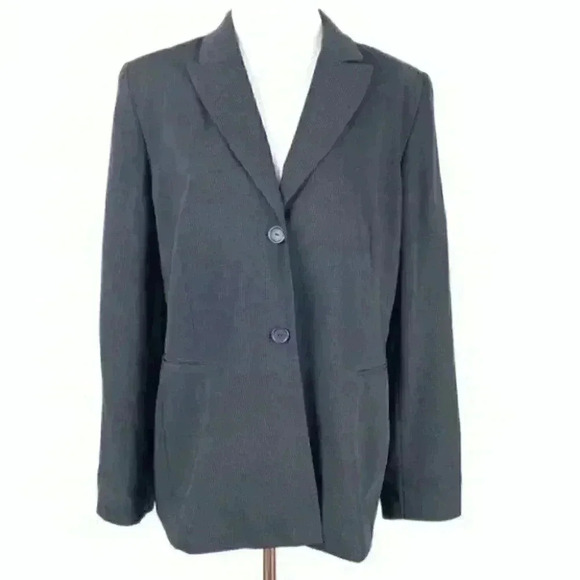 Dress barn blazer size 14 black with blue pindot two button jacket with pockets - Picture 14 of 14